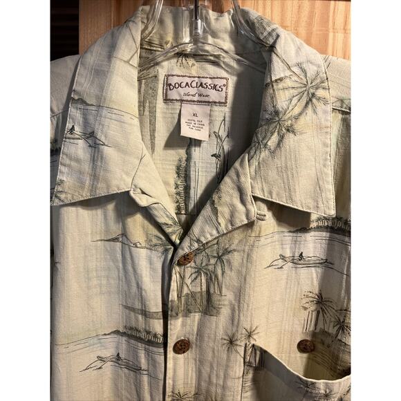 Boca Classics Men's XL Green Floral Short Sleeve Button Down Silk Hawaiian Shirt - Picture 12 of 16